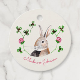 Kaninchen und Klee Geschenkanhänger