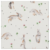 Kaninchen und Klee | Osterfeiertag | Federgewebe Stoff (Nahaufnahme)
