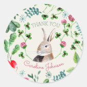 Kaninchen und Klee Runder Aufkleber (Vorderseite)