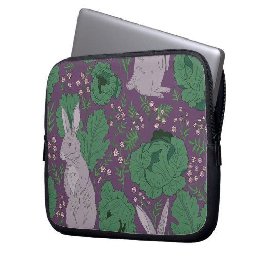 Kaninchen und Kohl Lila Elektronenbeutel Laptopschutzhülle (Vorderseite Links)