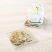 Kaninchen und Milchpudding von Beatrix Potter Glasuntersetzer (Schrägansicht)