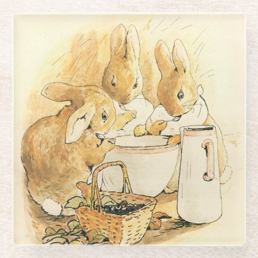 Kaninchen und Milchpudding von Beatrix Potter Glasuntersetzer (Vorderseite)