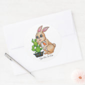 Kaninchen und Niedliche Kakteen Runder Aufkleber (Umschlag)