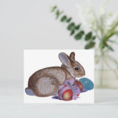 Kaninchen-und Osterei-Malen Feiertagspostkarte (Stehend Vorderseite)