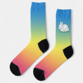 Kaninchen und Regenbogen Socken (Linkes Detail)
