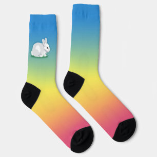 Kaninchen und Regenbogen Socken
