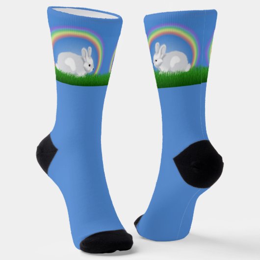 Kaninchen- und Regenbogensocken, Crew Socken (Gewinkelt)