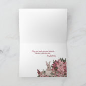 Kaninchen und rosa Blume - Neujahrskarte Karte (Innenseite)