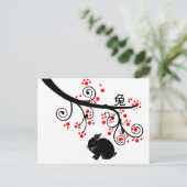 Kaninchen und Rote Blüten im Jahr 2023 Postkarte (Stehend Vorderseite)