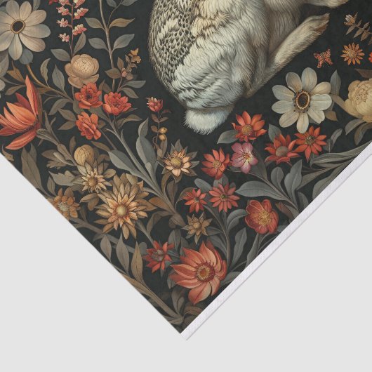 Kaninchen und rote Wildblumen Seidenpapier (Ausschnitt)