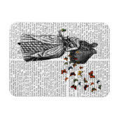 Kaninchen und Schmetterlingsparasol 2 Magnet (Horizontal)