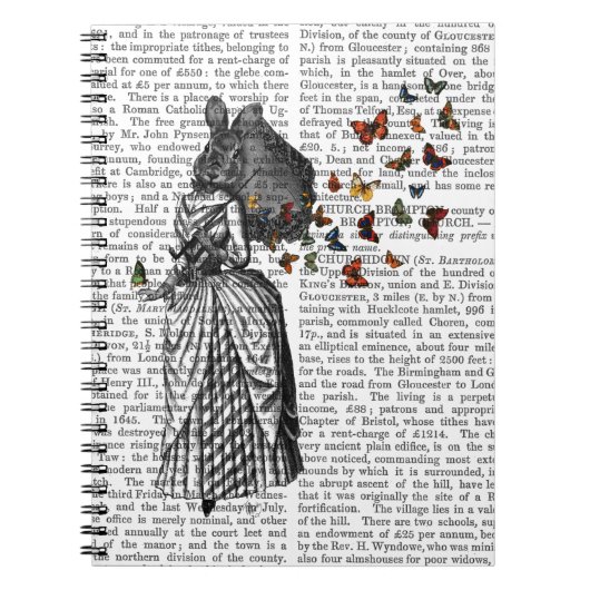 Kaninchen und Schmetterlingsparasol 2 Notizblock (Vorderseite)