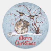 Kaninchen und Schneehuhner Runder Aufkleber (Vorderseite)