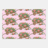 Kaninchen und Schubkarren für Vintage OsterRose Geschenkpapier Set (Vorderseite 2)