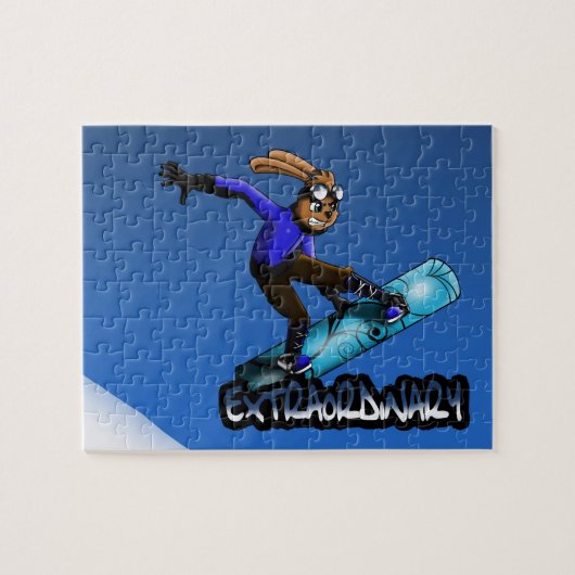 Kaninchen und Snowboard Puzzle (Horizontal)