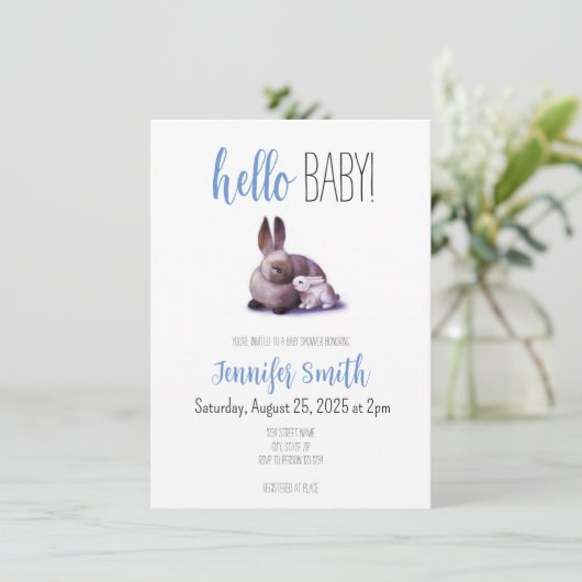 Kaninchen und Sonnendusche Einladung (Stehend Vorderseite)