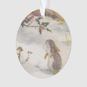 Kaninchen und Vintages Bild Robins Ornament (Vorderseite)