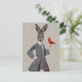 Kaninchen und Vögel Postkarte (Stehend Vorderseite)