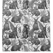 Kaninchen und Waldflora2 Duschvorhang (Vorderseite)