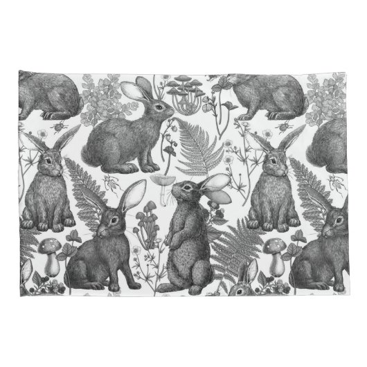 Kaninchen und Waldflora2 Fallbeispiel Kissenbezug (Rückseite-Rechts)