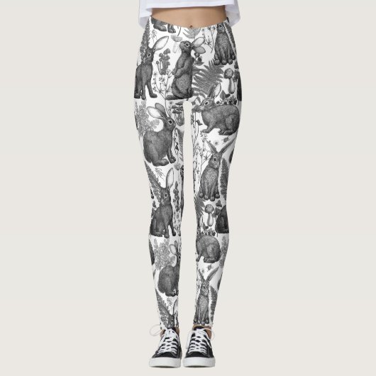 Kaninchen und Waldflora2 Leggings (Vorderseite)