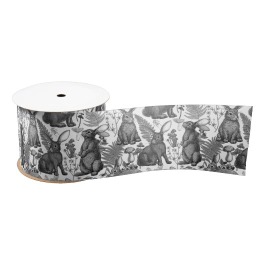 Kaninchen und Waldflora 2 Satin Ribbon Satinband (Spule)