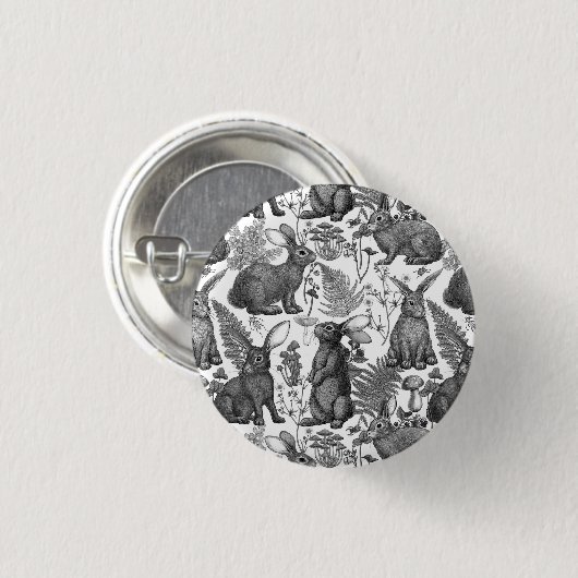 Kaninchen und Waldflora 2 Schaltfläche Button (Vorne & Hinten)