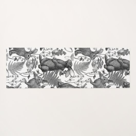 Kaninchen und Waldflora 2 Yoga Mat Yogamatte (Rückseite (Horizontal))