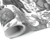 Kaninchen und Waldflora 2Umschlagpapier Geschenkpapier (Rolleneckpunkt)