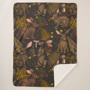 Kaninchen und Waldflora 3 Sherpa Blanket Sherpadecke