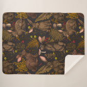 Kaninchen und Waldflora 3 Sherpa Blanket Sherpadecke (Vorderseite (Horizontal))