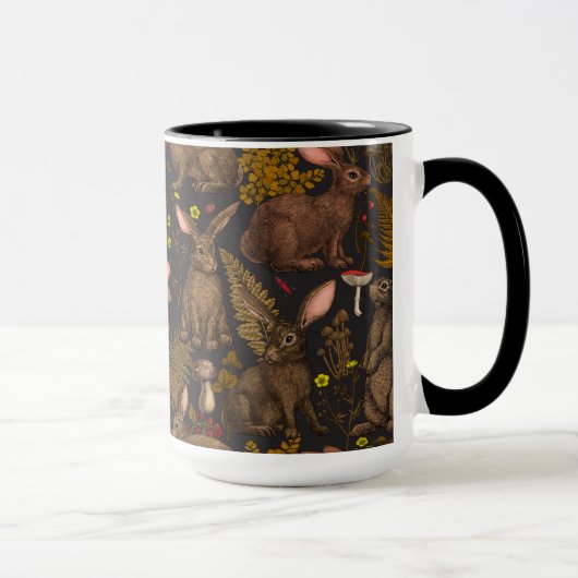 Kaninchen und Waldflora 3 Tasse (Rechts)