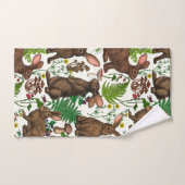 Kaninchen und Waldflora 4 Badhandtuch Set (Handtuch)