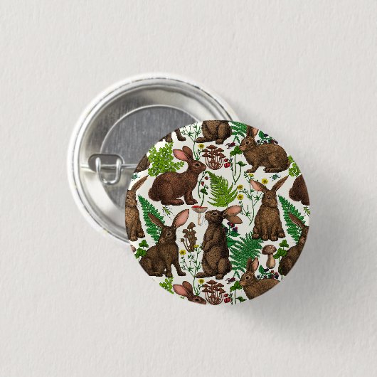 Kaninchen und Waldflora 4 Button (Vorne & Hinten)