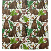 Kaninchen und Waldflora 4 Duschvorhang (Vorderseite)