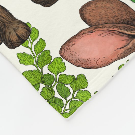 Kaninchen und Waldflora 4 Fleecedecke (Ecke)