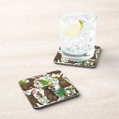 Kaninchen und Waldflora 4 Getränkeuntersetzer (Rechte Seite)