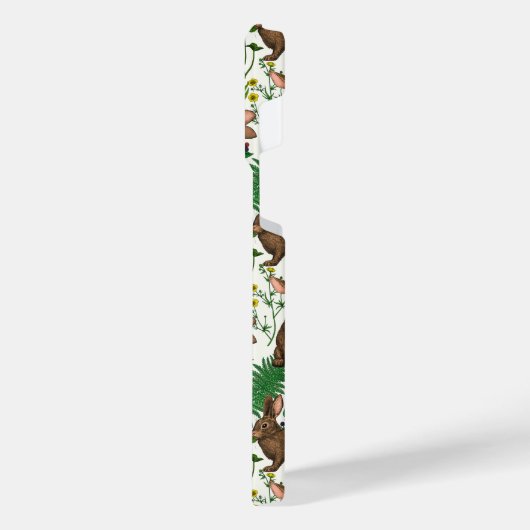 Kaninchen und Waldflora 4 iPhone Hülle (Linke Seite)