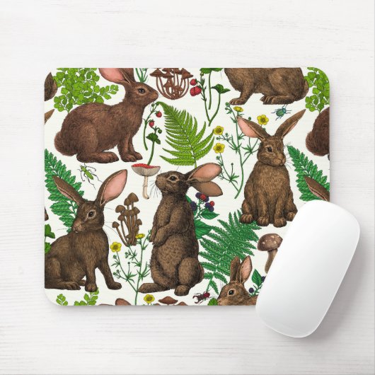 Kaninchen und Waldflora 4 Mousepad (Mit Mouse)