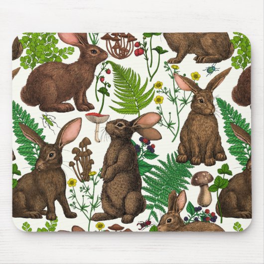 Kaninchen und Waldflora 4 Mousepad (Vorne)