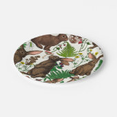 Kaninchen und Waldflora 4 Pappteller (Schrägansicht)