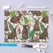 Kaninchen und Waldflora 4 Seidenpapier (Handwerk)