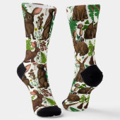 Kaninchen und Waldflora 4 Socken (Gewinkelt)