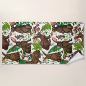 Kaninchen und Waldflora 4 Strandtuch (Vorderseite)