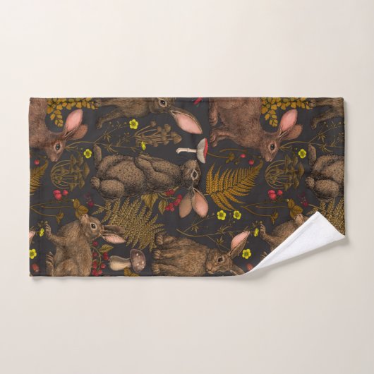Kaninchen und Waldflora Badehandtuch Set (Handtuch)