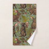 Kaninchen und Waldflora Badehandtuch Set (Handtuch)