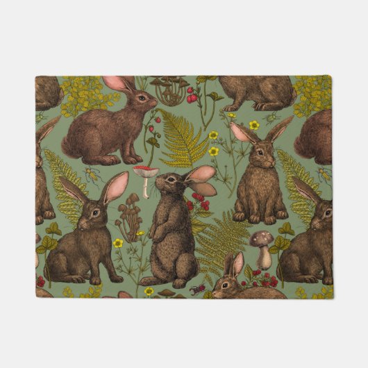 Kaninchen und Waldflora Doormat Fußmatte (Vorderseite)