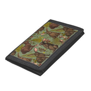 Kaninchen und Waldflora Dreifach Ballett Tri-fold Geldbeutel