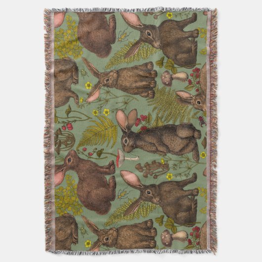 Kaninchen und Waldflora Keuchhuhn Decke (Vorderseite Vertikal)