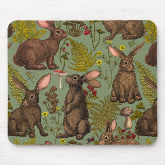 Kaninchen und Waldflora Maus Pad Mousepad (Vorne)